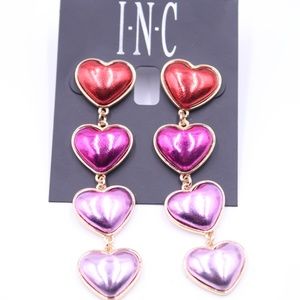 INC International Concepts Multi Tone Drop Earrings " Heart" Valentines day